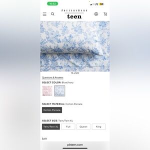 Love Shack Fancy Pottery Barn XL Twin Garden Damask Organic used sheets